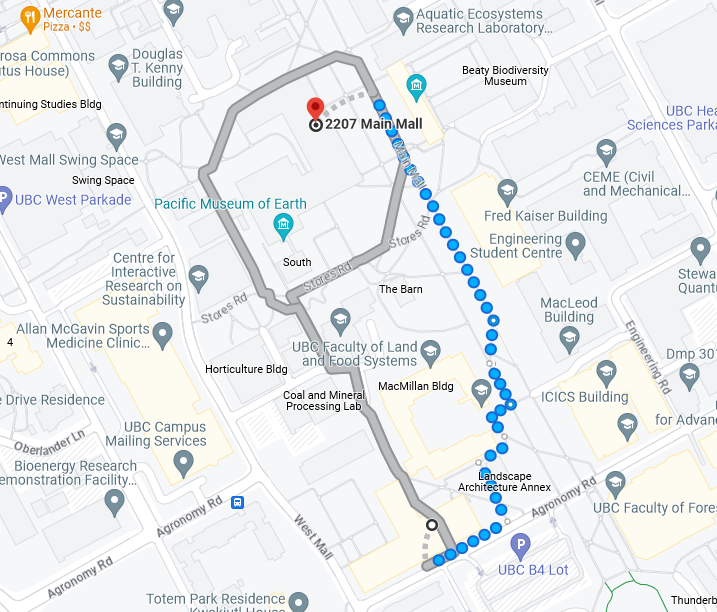 Directions from Orchard Commons to ESB 1013